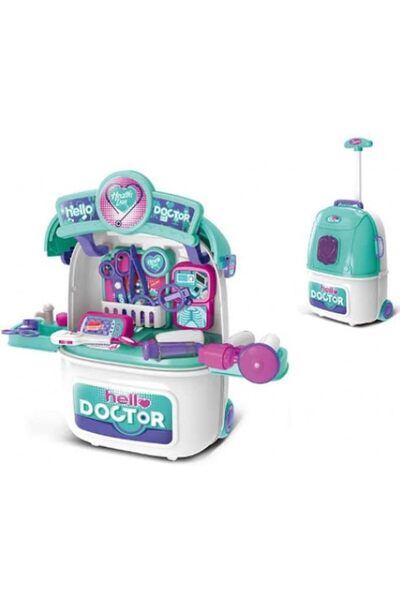 SUKILO مجموعة لعب الطبيب مع حقيبة عربة بعجلات - مجموعة لعب دور طبي مع سماعة ط...