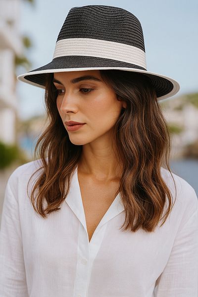 LAGRANZE Trend Knitted Textured Straw Summer Hat