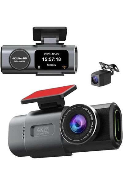 Generic 4K Ultra HD Dual Dash Camera, Front 4K and Rear 1080P, WiFi GPS, Night Vision, Loop Recording, Smart