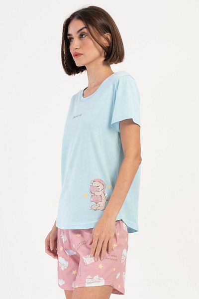 VİENETTA Cotton Women's Short Sleeve Shorts Pajamas Suit , 407003