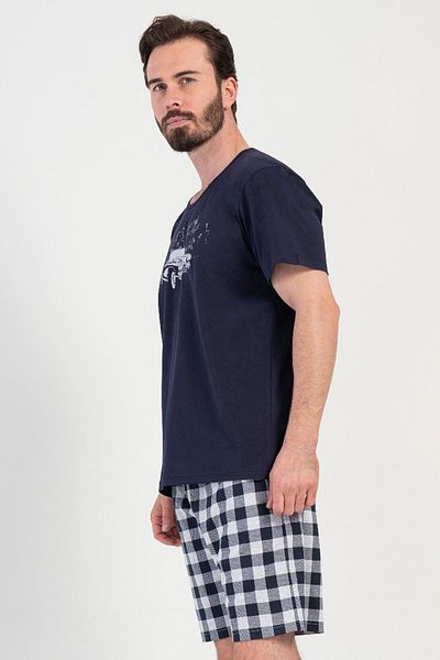 VİENETTA Men's Short Sleeve Shorts Pajamas Suit, 408234