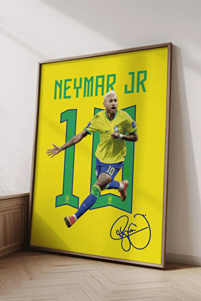 HandMadeBuy Neymar Dijital İmzalı Poster (Çerçevesiz) – Futbol Temalı Afiş