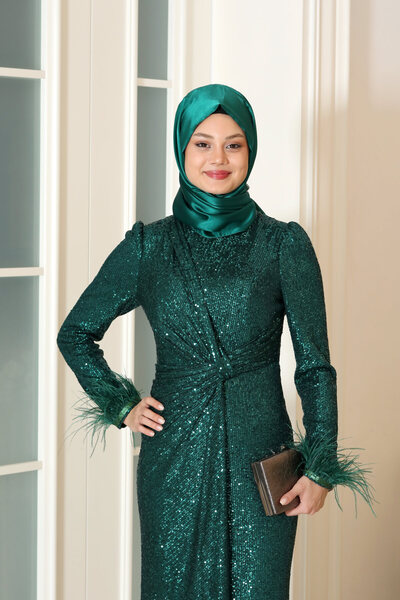 miss newal Hüma Tesettür Abiye Bordo