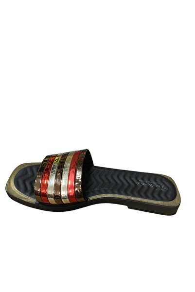 POLEX Women's Flat Thin Sole Patent Leather Slippers