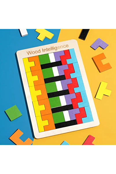 darko Tangram Ahşap Blok Seti Yapboz 40 Parça Zeka ve El Becerisi Geliştirici...