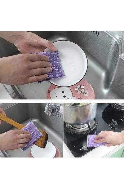 MİNGODAN Wire Textured Dishwashing Sponge Oil Dirt Remover Cooker Pot Cleaning Sponge Single