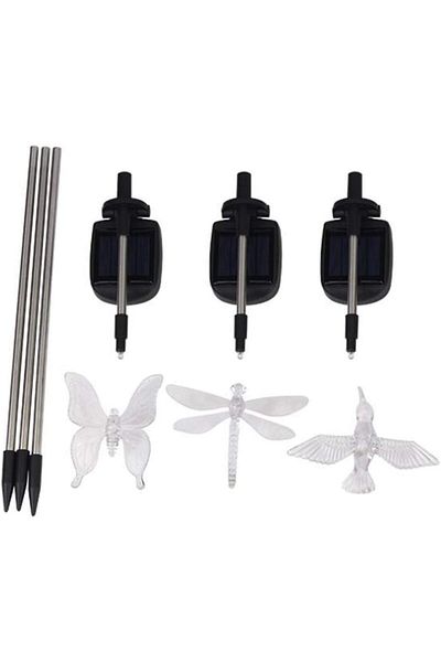 OEM Set 3 Lampi Solare LED tip pasare-fluture-libelula, Inaltime 43 cm, Multicolor