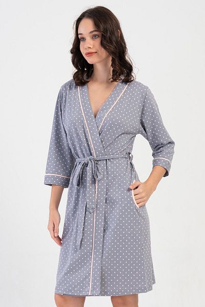 VİENETTA Cotton Women's 3/4 Sleeve Dressing Gown, 408451