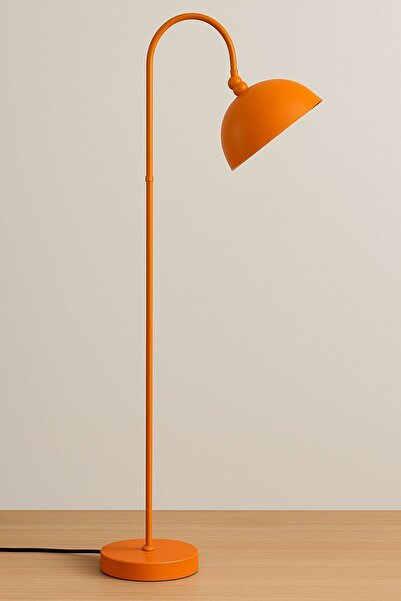 MİLA AYDINLATMA TURUNCURenkli İçi Beyaz Oynar Başlıklı Dekoratif Mantar Lambader Salon yatak Odası