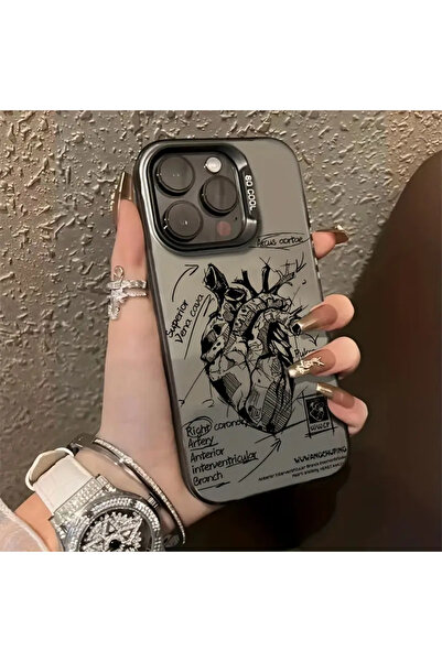 Caseji İphone 15 Pro Max Uyumlu Anatomik Kalpli Arkası Sert Kenarları Yumuşak...
