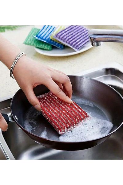 MİNGODAN Wire Textured Dishwashing Sponge Oil Dirt Remover Cooker Pot Cleaning Sponge Single