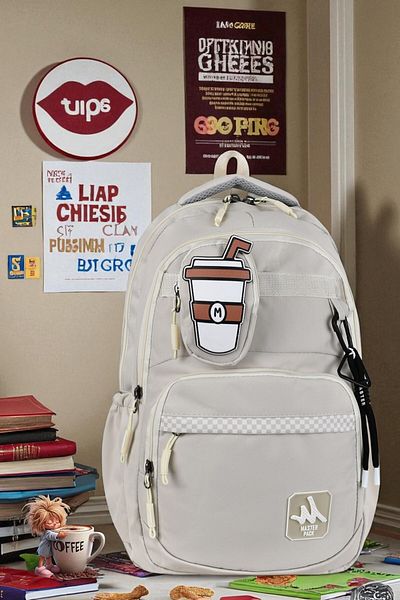Shopiolog Luxury Backpack Primary High School College Laptop Tablet Compartment Water Repellent Fabric Multi-Compartment