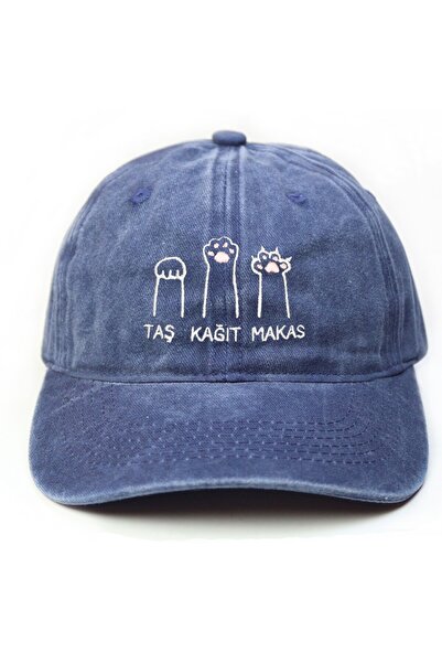 T-FUNNY Kedi Temalı Taş Kağıt Makas İşlemeli Retro Şapka