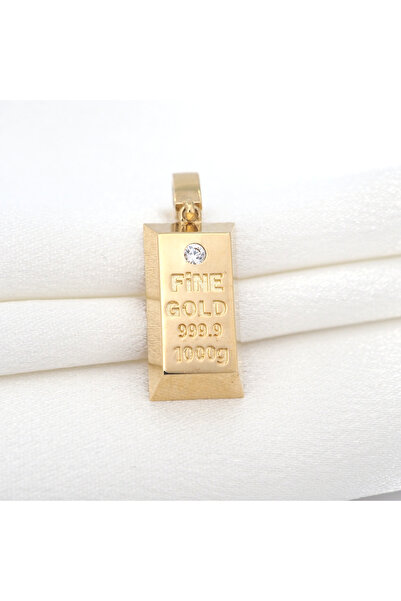 geste jewellery 14 Ayar Altın Külçe Şeklinde Kolye Ucu - KU01