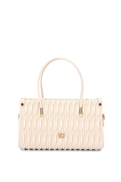 Levidor 930515 Embossed Diamond Pattern Women's Handbag Cream