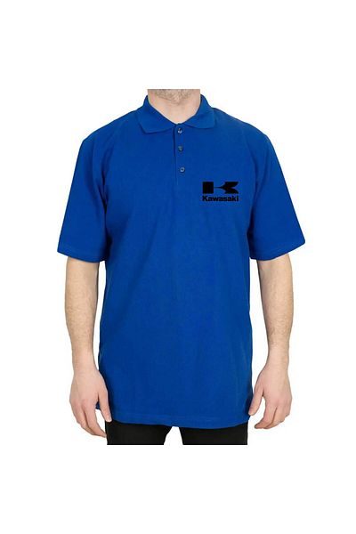 Z zepplin Tricou albastru cu logo Kawaski cu guler polo