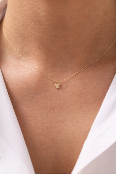 Zeyd Jewelry Zarif Minimal Yonca 14 Ayar Altın Kolye