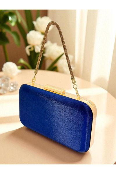 Wedding Fashion Navy Blue Color Glitter Satin Women's Evening Dress Bag Wedding Engagement Graduation