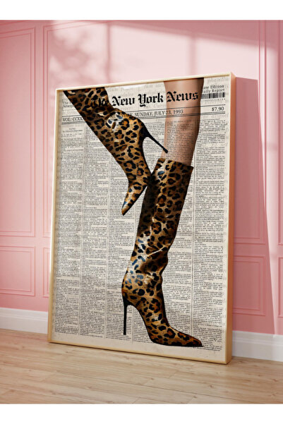512 STORE Estetik Leopar Women Duvar Dekor Çerçevesiz Modern Poster Gazete Vi...