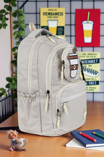 Shopiolog Luxury Backpack Primary High School College Laptop Tablet Compartment Water Repellent Fabric Multi-Compartment