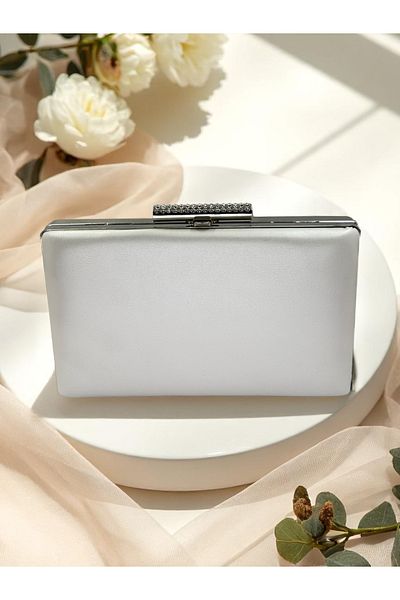 Wedding Fashion Bridal Bag Ecru Color Matte Skin Leather Women's Evening Dress Bag Wedding Engagement Graduation