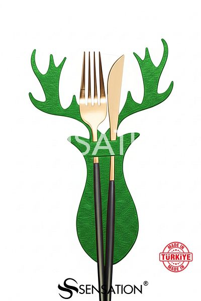 Sensation Deer Theme Christmas Tree Felt 12 Piece Knife Fork Set Christmas & Design & Party Decor