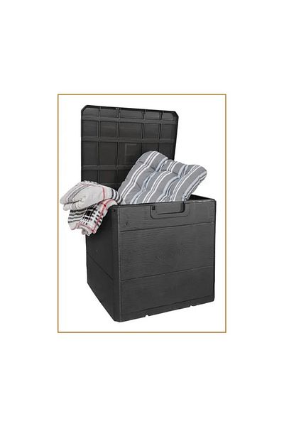 BiDünya Garden Storage Chest Balcony Storage Cabinet Plastic Chest with Lid 120 Liters 50X45X50Cm Anthracite