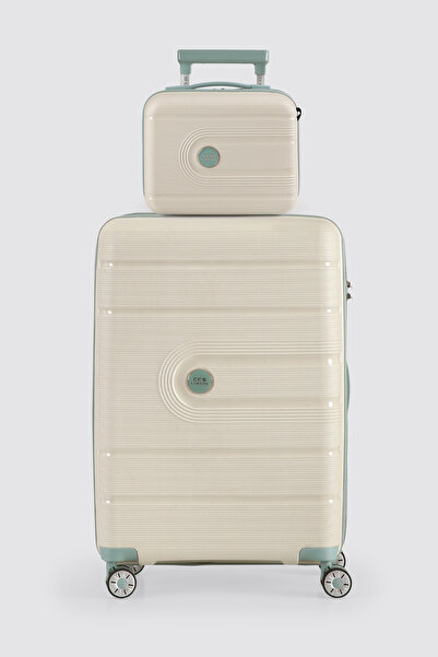 ÇÇS Ultra Hafif Polipropilen Kırılmaz Büyük+Makyaj 2 Li Valiz Seti