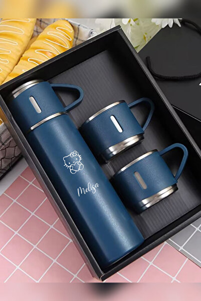 İŞTE BU Kişiye Özel 3 Bardaklı 500ML Çelik Termos Hello Kittyli–12 Saat Isı K...