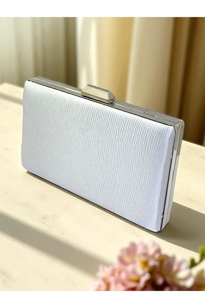 Wedding Fashion Silver Gray Color Waterway Pattern Satin Women's Evening Dress Bag Wedding Engagement Graduation