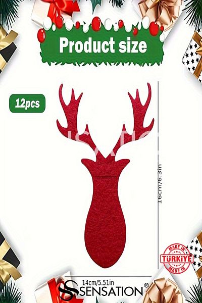 Sensation Deer Theme Christmas Tree Felt 12 Piece Knife Fork Set Christmas & Design & Party Decor