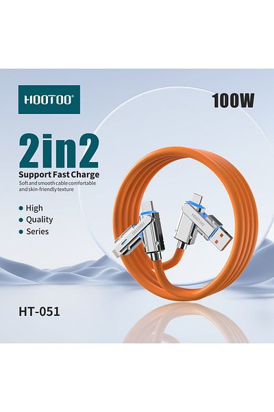 HooToo 2-in-2 100W Cable – Incredible Charging Speed with an Innovative and Durable Design