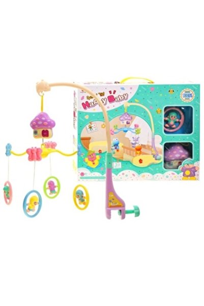 Jokomisiada Carusel pentru pătuț, cu animale suspendate din cauciuc și cutie muzicală