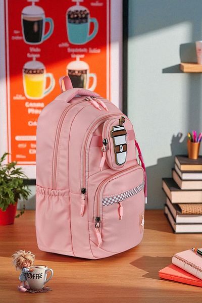 Shopiolog Luxury Backpack Primary High School College Laptop Tablet Compartment Water Repellent Fabric Multi-Compartment