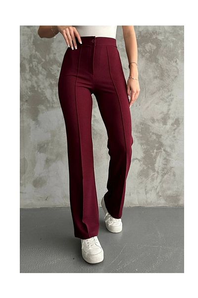 DEQ FASHION Burgundy High Waist Lycra Palazzo Trousers