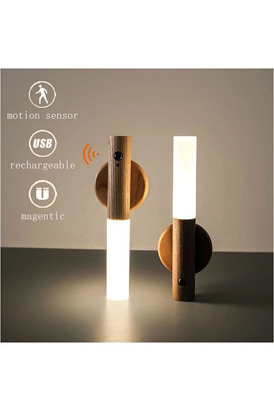 Tradeo Modern Simple Bedside LED Wall Sconce, 8 x 5 x 21 cm, Brown, Wall Mount, 270° Rotatable