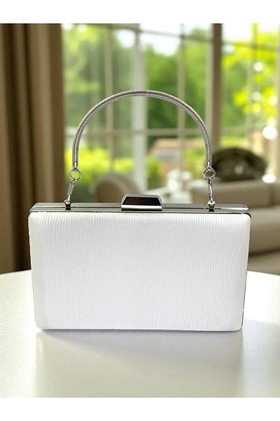 Wedding Fashion Ecru Color Waterway Patterned Satin Women's Evening Dress Bag Wedding Engagement Graduation