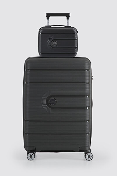 ÇÇS Ultra Hafif Polipropilen Kırılmaz Büyük+Makyaj 2 Li Valiz Seti