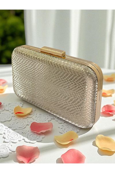 Wedding Fashion Gold Gold Gold Color Laser Snake Pattern Evening Dress Bag Night Wedding Wedding Engagement Graduation Portfolio