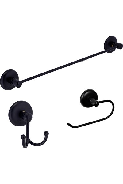 Egem Home مجموعة ملحقات الحمام الثلاثية اللاصقة باللون الأسود - حامل المناشف ...