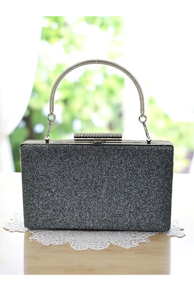 Wedding Fashion Platinum Color Glitter Non-Spill Imported Sand Sim Metal Handle Women's Evening Dress Bag Wedding Engagement Graduation