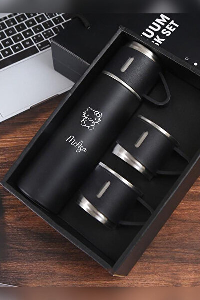 İŞTE BU Kişiye Özel 3 Bardaklı 500ML Çelik Termos Hello Kittyli–12 Saat Isı Koruma, Sızdırmaz ve Taşınabilir