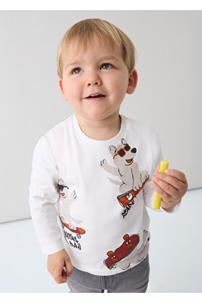 MAYORAL Erkek Bebek Baskılı Sweatshirt Krem
