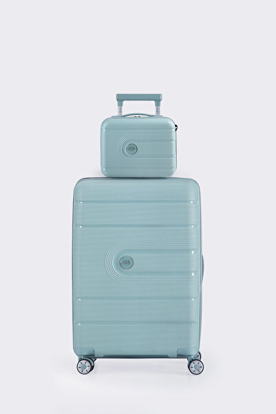 ÇÇS Ultra Hafif Polipropilen Kırılmaz Kabin+Makyaj 2 Li Valiz Seti