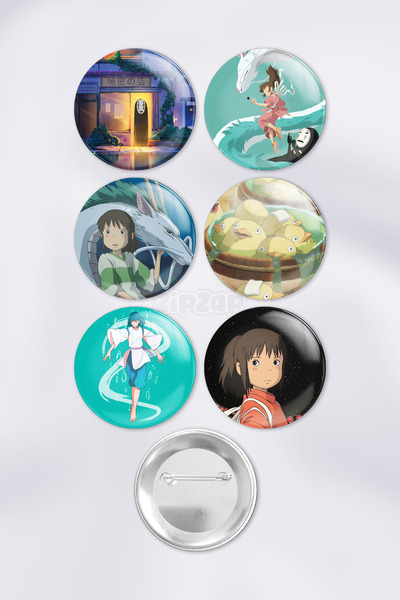ZipZap Spirited Away Sen to Chihiro no Kamikakushi Çanta Süsü Rozet İğneli Buton Rozet Seti (6 ADET)