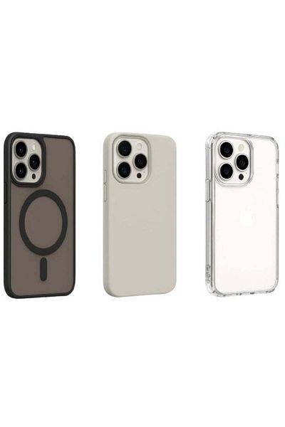 Case Club 3PCS iPhone 15 Pro Max Case Combo – Luxury Shockproof MagSafe Soft Silicone, Transparent & Slim Fi