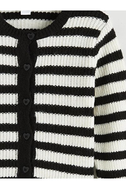 LC Waikiki LCW Kids Bisiklet Yaka Çizgili Kız Çocuk Triko Kazak (W5)