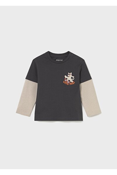 MAYORAL Erkek Bebek Duble Kol Sweatshirt Gri