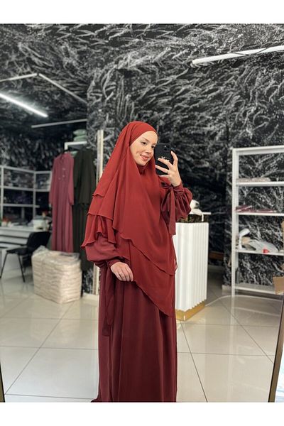 Fashion journey Standard Size Hijab Suit with Sleeve Baglama Hajj Umrah