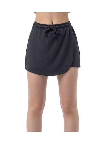 İNCEBELLİ Premium Quality Luxury Modal Fabric Tiril Anthracite Color Shorts Skirt